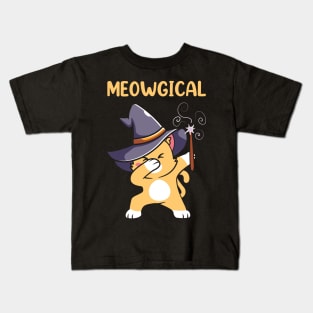 Cat Meowgical Dabbing Halloween Kids T-Shirt